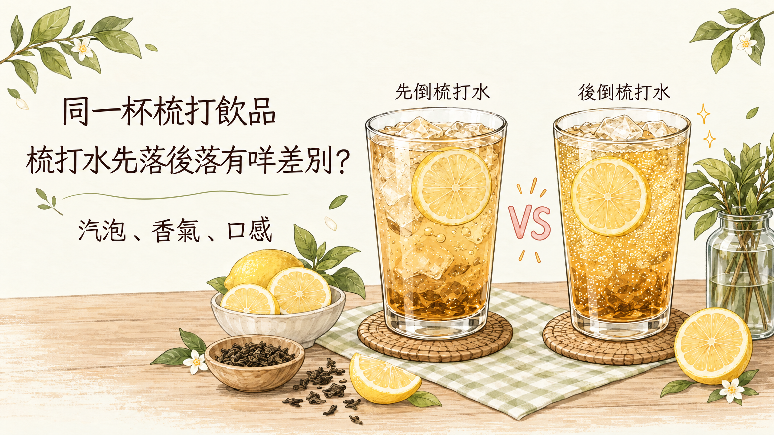 同一杯梳打飲品，梳打水先落定後落有咩差別？